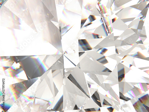 Realistic diamond texture refracted layers macro, 3D render
