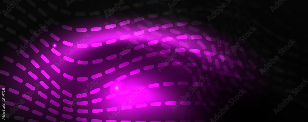 Smoky glowing waves in the dark. Dark abstract background with neon color light and wavy lines. Vector Smoky glowing waves in the dark. Dark abstract background with neon color light and wavy lines. Vector