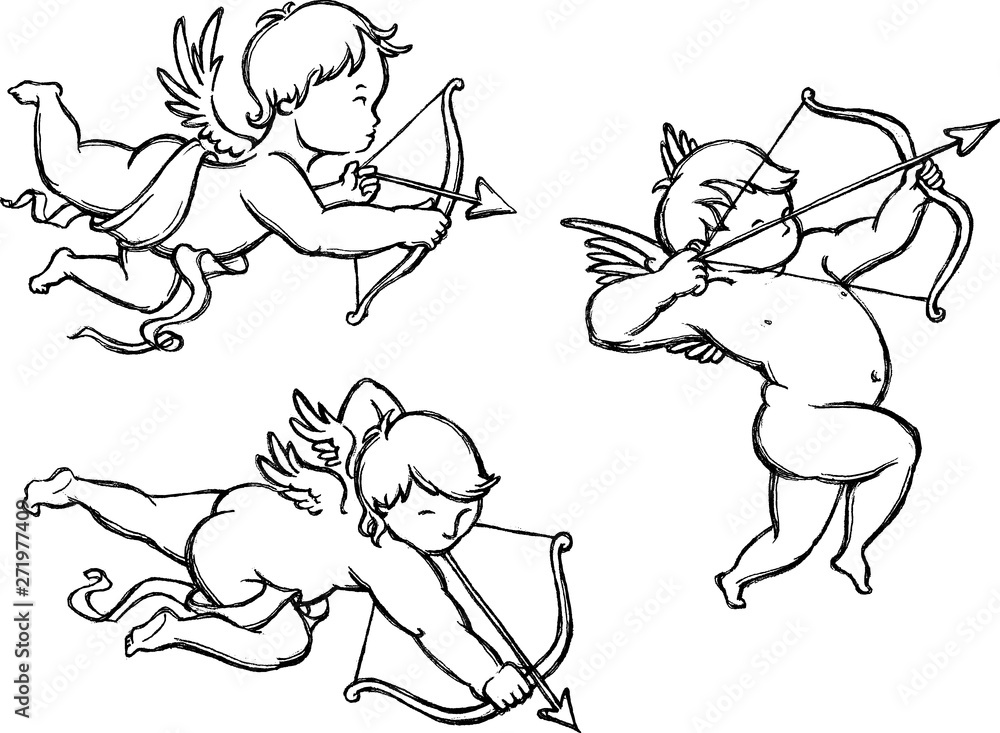Fototapeta premium Cupid Doodle Set