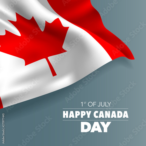 Happy Canada day greeting card, banner, vector illustration.