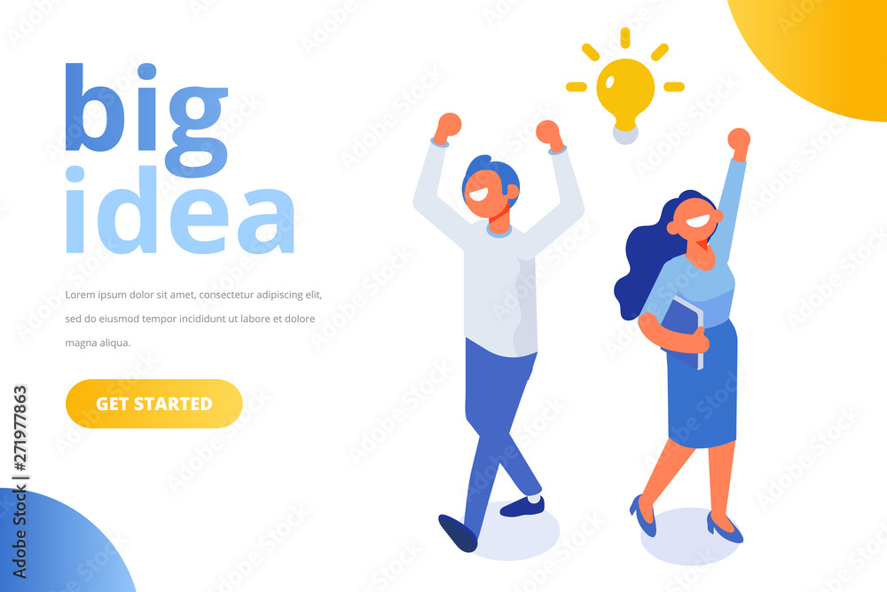Isometric people with big Light Bulb Idea. Flat Vector illustration. Isometric people with big Light Bulb Idea. Flat Vector illustration.