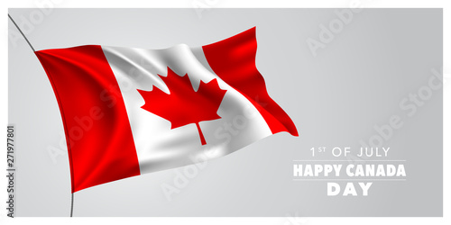 Happy Canada day greeting card, banner, horizontal vector illustration