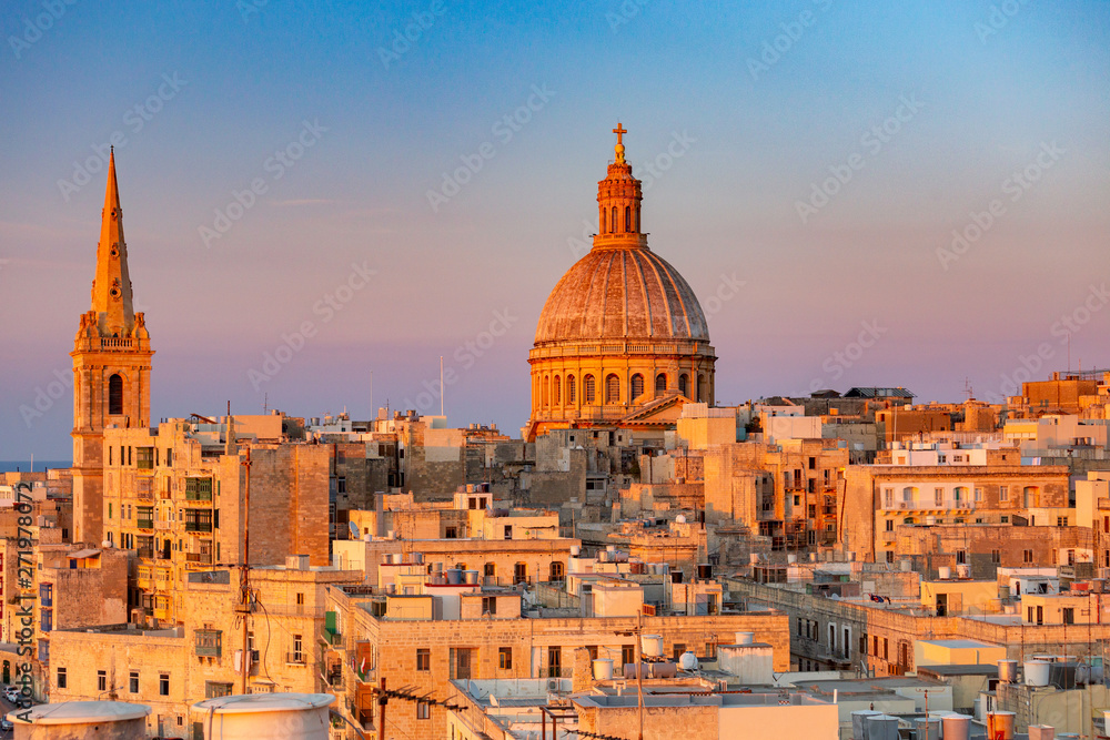 Malta. Valletta. Cathedral of St. John at sunset.