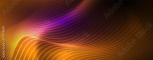 Neon vector wave lines abstract background  magic futuristic techno design
