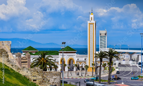 Panoramic View of Mosque of harbor Tangier, Tangier City, Morocco