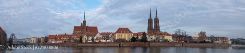 Large panoramic view of the Cathedral of St. John the Baptist located in the Ostrow Tumski district. Wroclaw. Poland