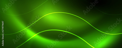 Shiny neon lines template - northern lights glowing blur lines. Futuristic style glow neon 80s disco club or night party techno template