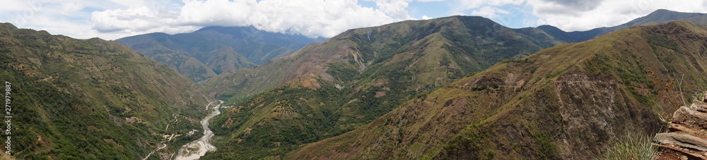 panoramic view over the lush rainforest on the inca trail, peru panoramic view over the lush rainforest on the inca trail, peru