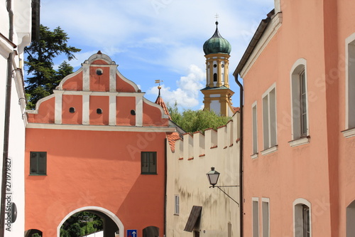 Famous attraction called oberes Tor in Germany, Neuburg an der Donau, Bavaria photo