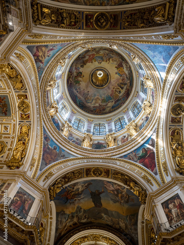 Saint Petersburg, Russia - May, 2019. Interior of Saint Isaac's Cathedral (Isaakievskiy Sobor), the biggest Russian orthodox church.