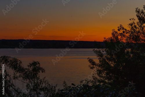 the Volga river and the forest on the banks near to Zvenigovo Mari-El at sunset