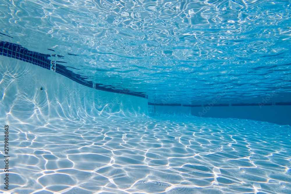 Underwater view in nice clean swimming pool.