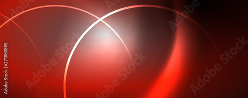 Shiny neon lights, dark abstract background with blurred magic neon light curved lines