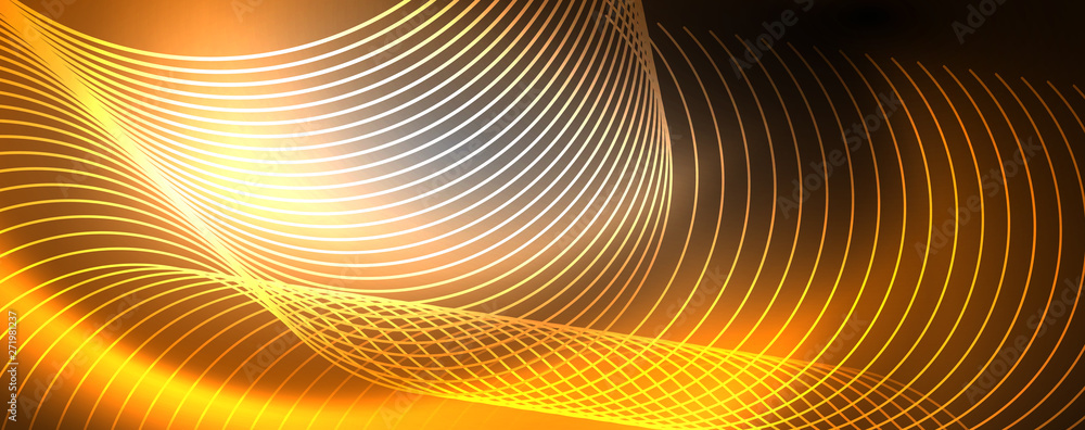 Shiny neon lights, dark abstract background with blurred magic neon light curved lines Shiny neon lights, dark abstract background with blurred magic neon light curved lines