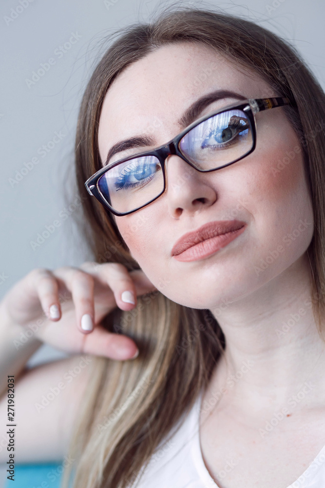 Thoughtful businesswoman thinking of the future. Closeup portrait of a young woman. Thoughtful businesswoman thinking of the future. Closeup portrait of a young woman.