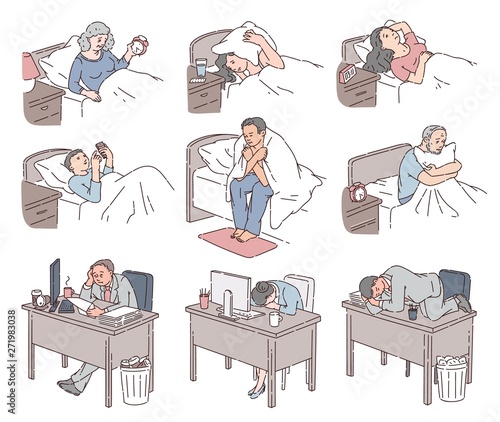 People with insomnia suffering from no sleep at night