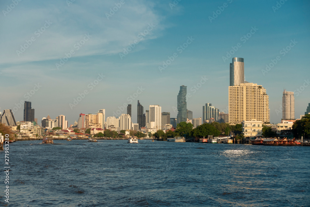 beautiful cityscape on the river in bangkok thailand on 24 April 2019
