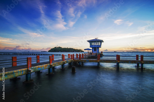 Jetty on Carocok Painan beach, West Sumatra, Indonesia photo