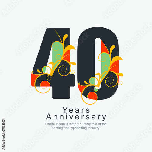 40 Year Anniversary Vector Template Design Illustration
