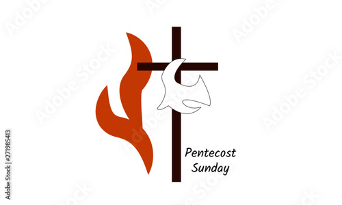 Pentecost Sunday card design, typography for print or use as poster, flyer or T shirt
