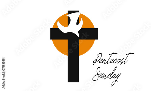 Pentecost Sunday card design, typography for print or use as poster, flyer or T shirt