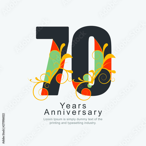 70 Year Anniversary Vector Template Design Illustration