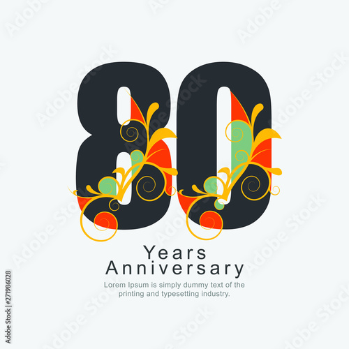 80 Year Anniversary Vector Template Design Illustration