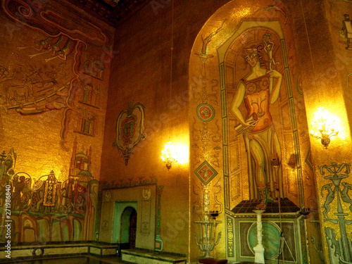 Canvas Print Stunning Greek Goddess Gilded Mosaics in the Golden Hall of Stockholm City Hall,