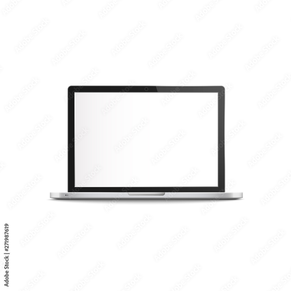 Mockup of front view open laptop with blank screen realistic style Mockup of front view open laptop with blank screen realistic style