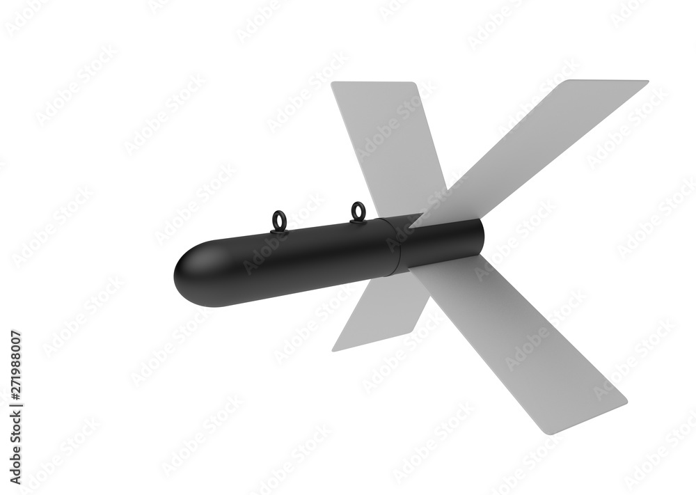 Obraz premium Aerial Bomb on white background. 3d illustration