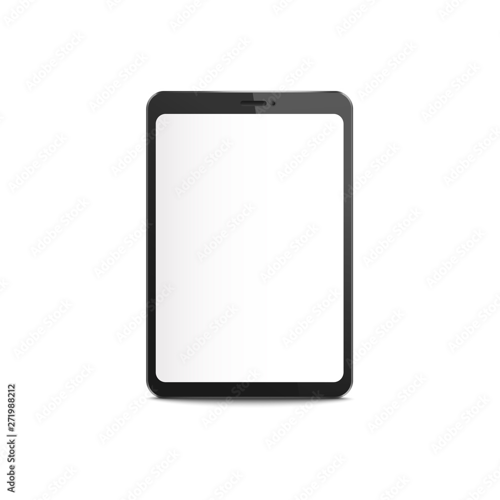 Black tablet mockup with blank white screen, realistic digital device display Black tablet mockup with blank white screen, realistic digital device display