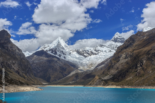 turquoise lake in the andes mountains in peru