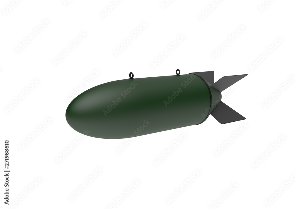 Fototapeta premium Aerial Bomb on white background. 3d illustration