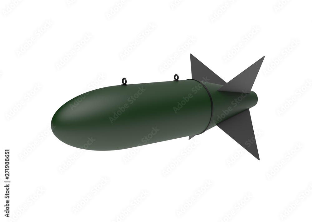 Fototapeta premium Aerial Bomb on white background. 3d illustration