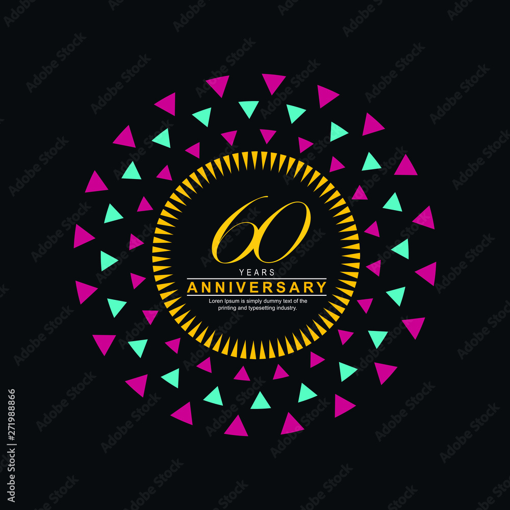 Naklejka premium 60 Year Anniversary Vector Template Design Illustration