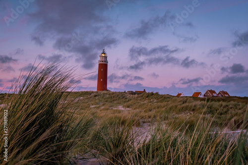 Lighthouse texel Island Netherlands, Lighthouse during sunset on the Island of Texel