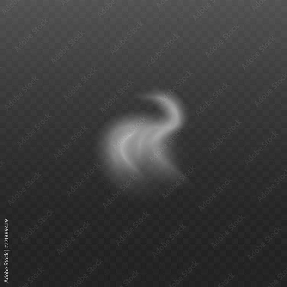 Realistic steam smoke isolated on transparent background. White fog ...
