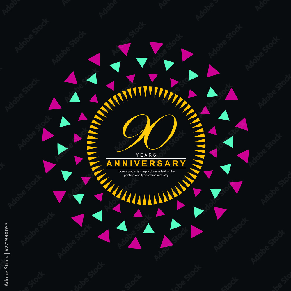 Naklejka premium 90 Year Anniversary Vector Template Design Illustration
