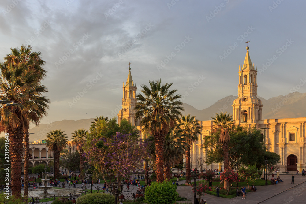 view over plaza de armas in arequipa, peru