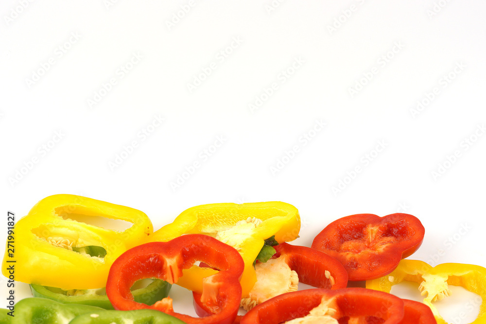 slice sweet pepper red yellow green isolated on white background slice sweet pepper red yellow green isolated on white background
