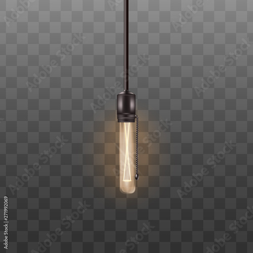 Ceiling lamp with long tube light bulb, hipster loft style electricity appliance