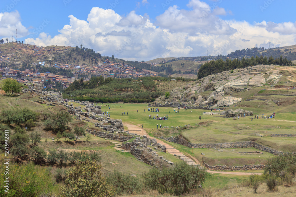 inca ruins overlooking the city of cusco, peru