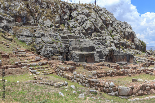 inca ruins overlooking the city of cusco, peru
