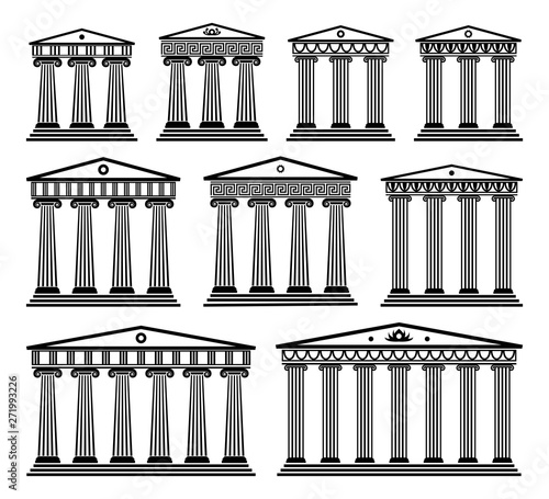 vector set of ancient greek architecture with columns