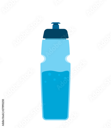 colored water bottle for sport and fitness. Silhouettes of aqua mineral water container. flat vector illustration