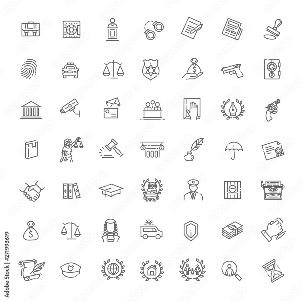 Legal, law and justice vector icon set Legal, law and justice vector icon set