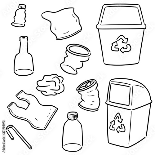 vector set of recycle garbage and recycle item