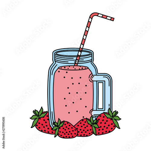 juice strawberry fruit beverage jar with straw
