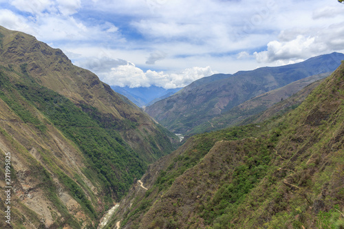 panoramic view over the lush rainforest on the inca trail, peru