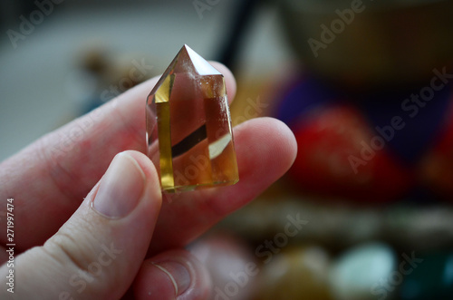 Wallpaper Mural Crystal Citrine Towers, healing crystal towers, golden crystal points. Beautiful clear crystal points. Reiki healing citrine in natural lighting. Vibrant Meditation Grid Kit. Quartz Tower, Natural.  Torontodigital.ca